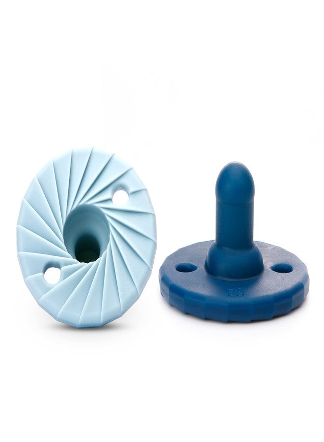 doddle & co. Doodle & Co. Tokyo Classic Pacifier for New Born Babies | BPA Free Natural Shape 100% Silicone for Infants with & Without Teeth | Helps Promote Healthy Oral Development | 0-3 Months | Navy/Cloud 9 - Image 1